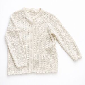 Vintage Cream Knit Cardigan Cottagecore Grandpa Sweater M